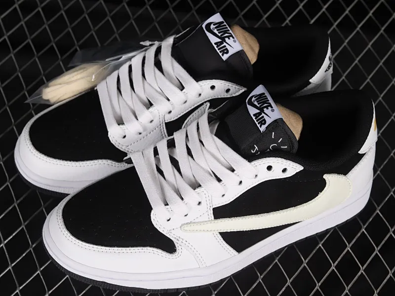 All categories Air Jordan Jordan series basketball shoes Air Jordan 1 Low Travis Scott x Air Jordan 1 Low OG AJ1 Joe 1 black and white panda reverse inverted hook joint casual sports basketball shoes DM7866-101